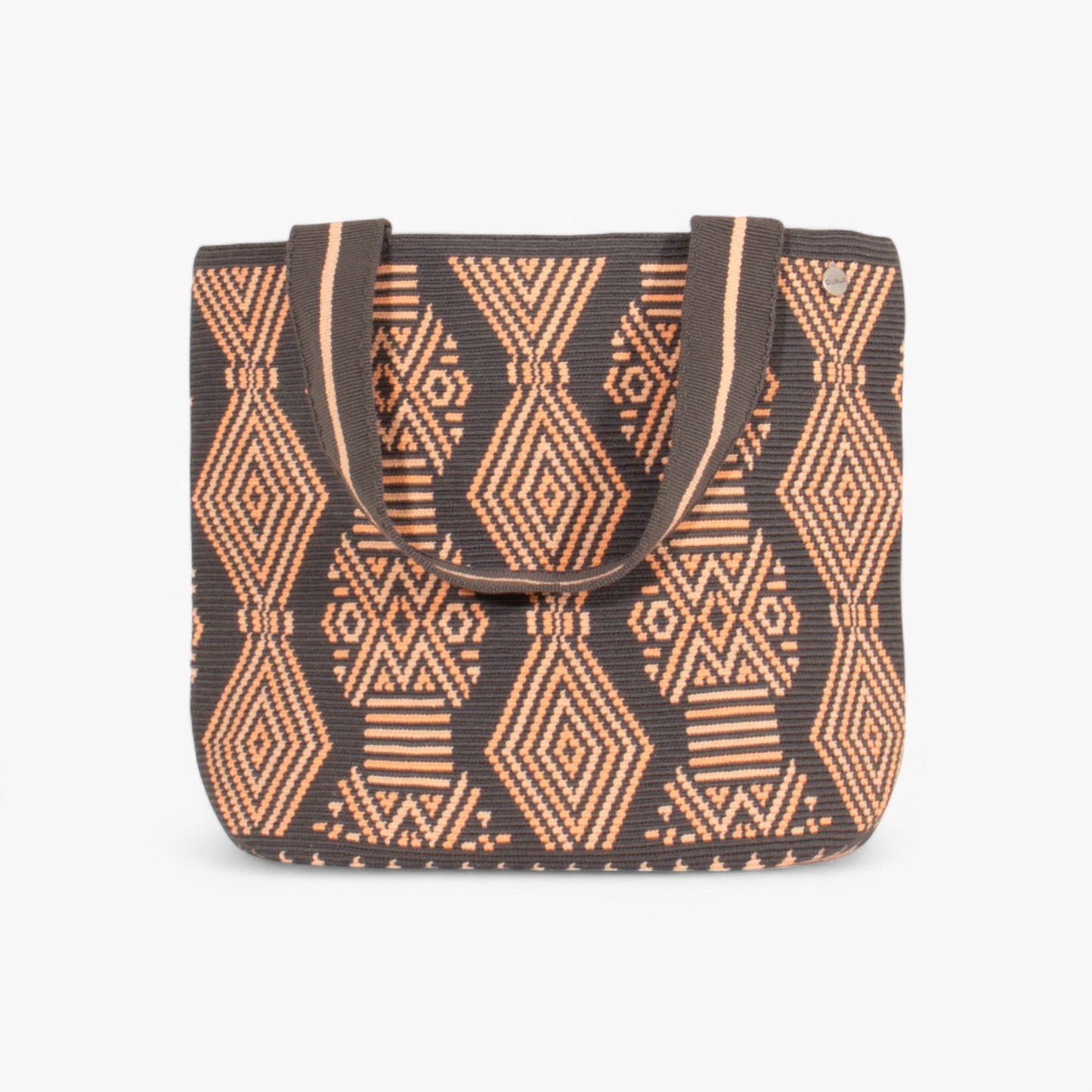 Geometric oval tote | Neon peach