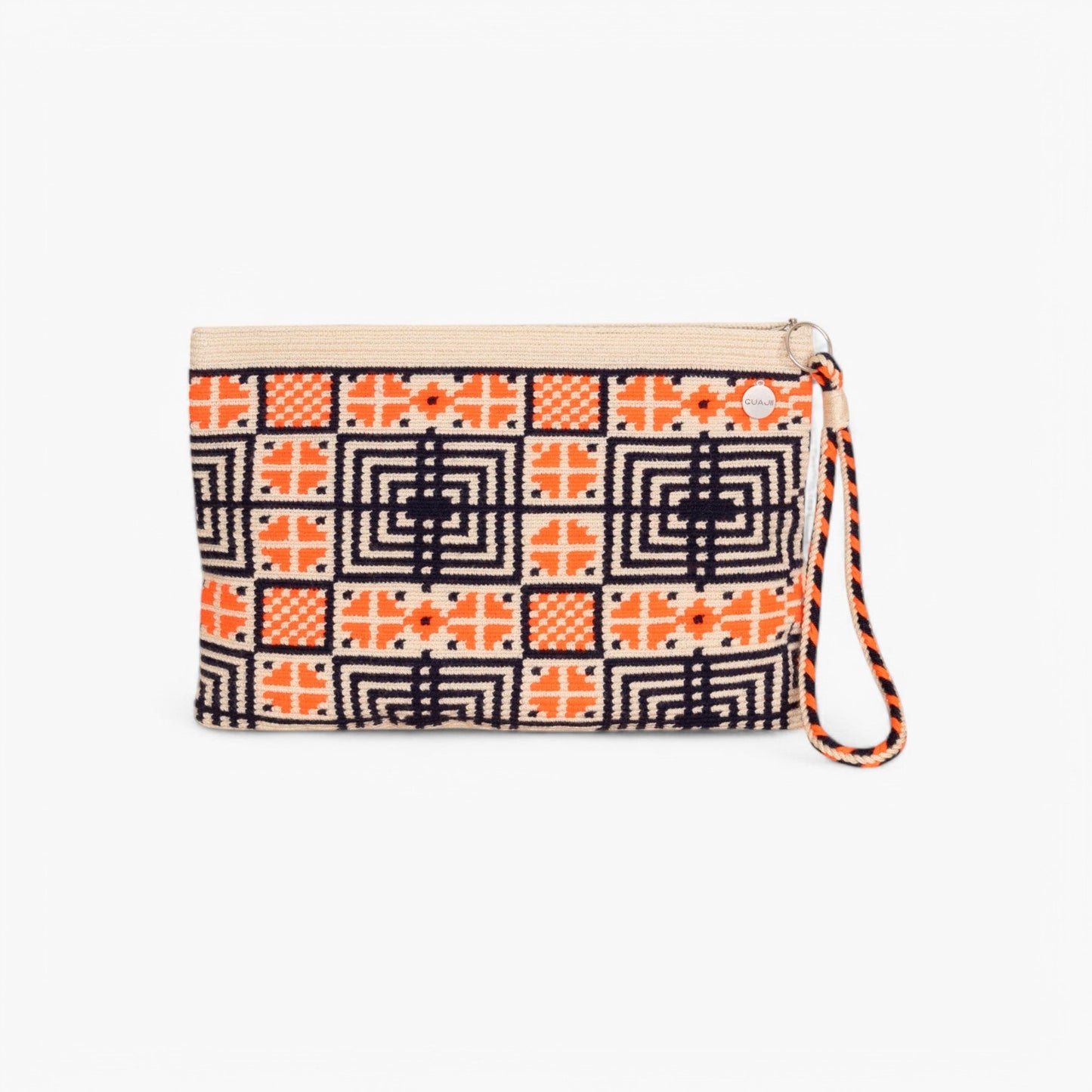 Geometric square clutch | Tangerine