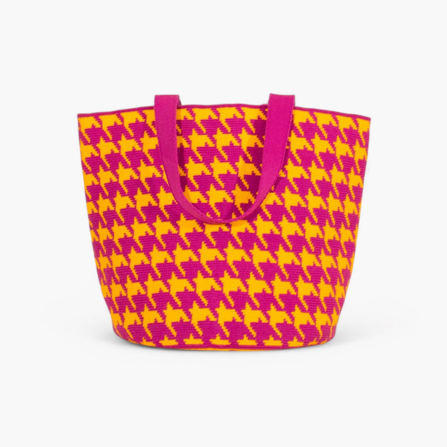Houndstooth round tote bag | Aubergine