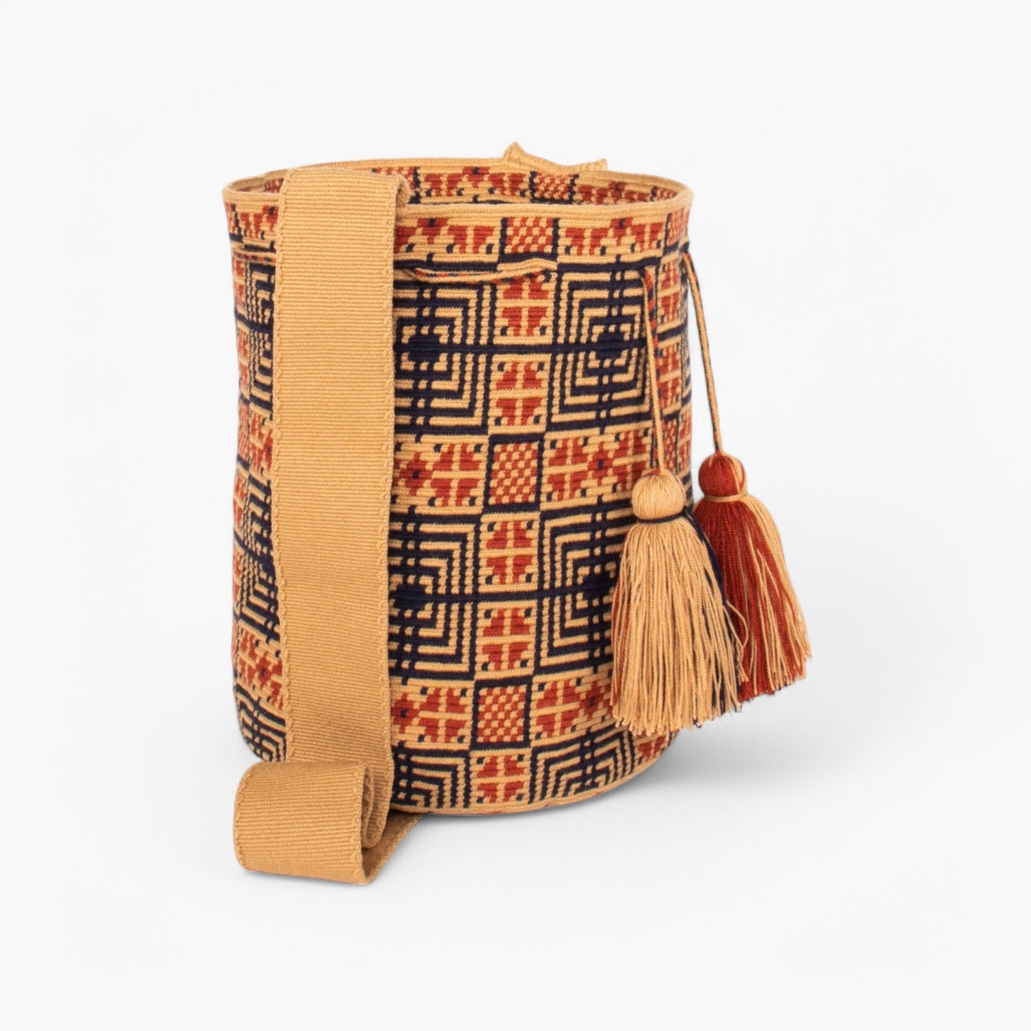 Geometric crossbody bag L | Almond