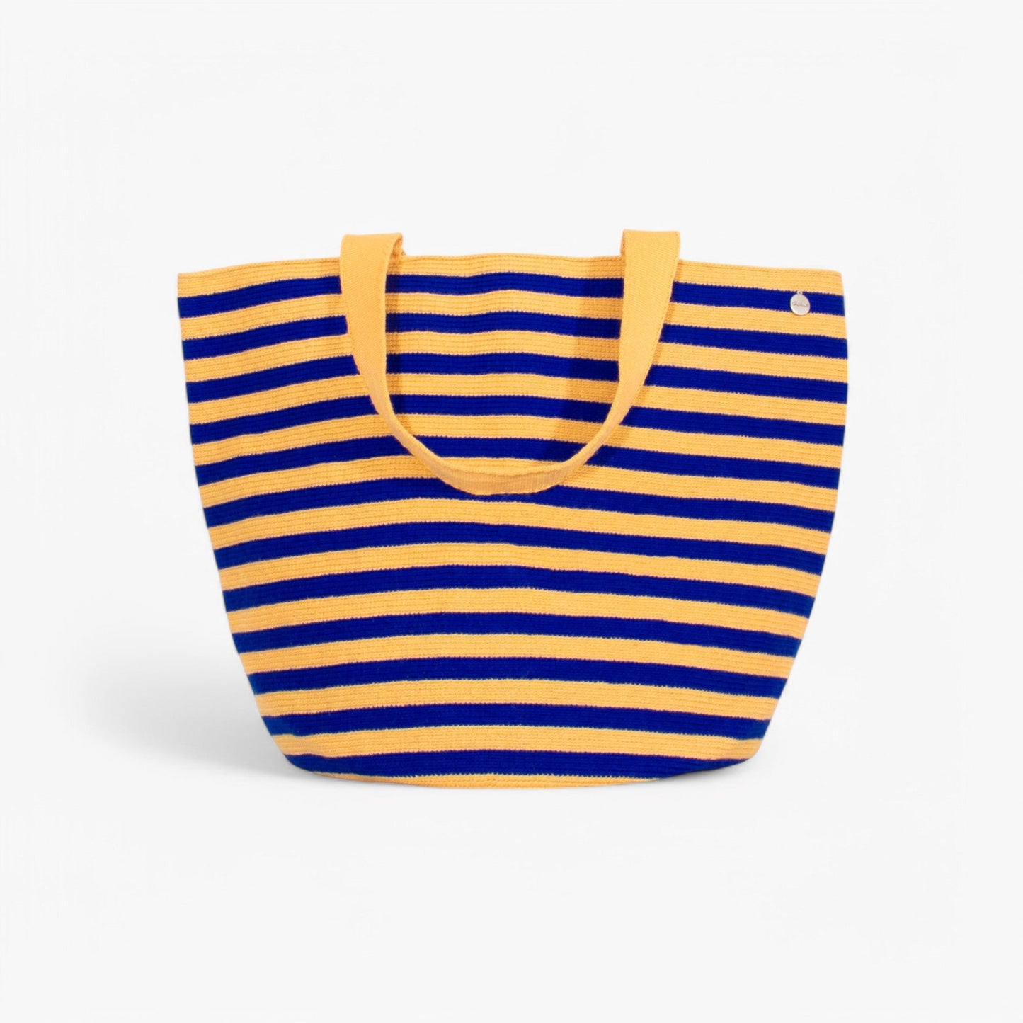 Striped round tote bag | Almond