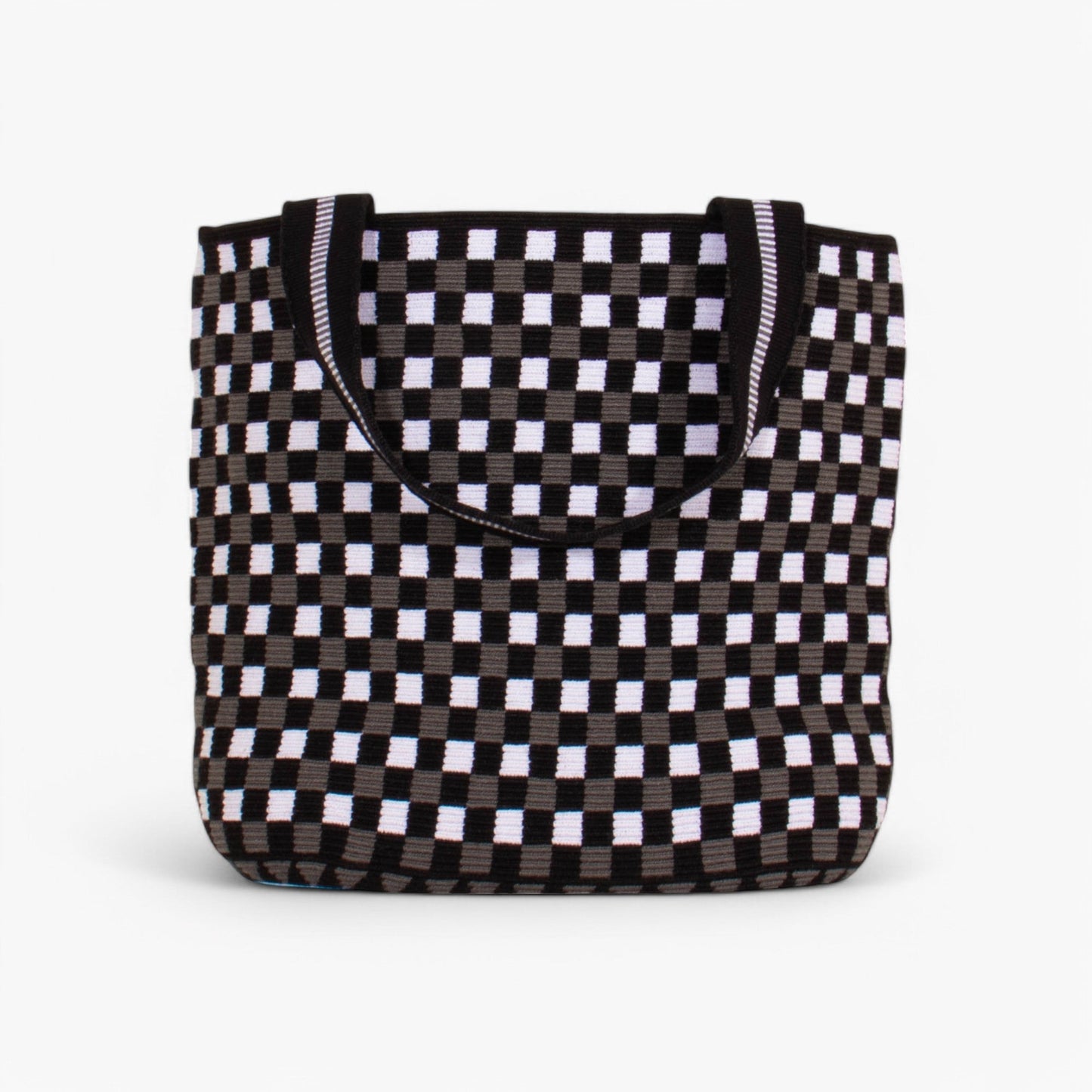 Check oval tote | Black