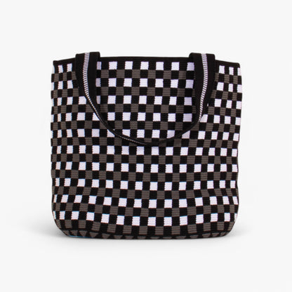 Check oval tote | Black