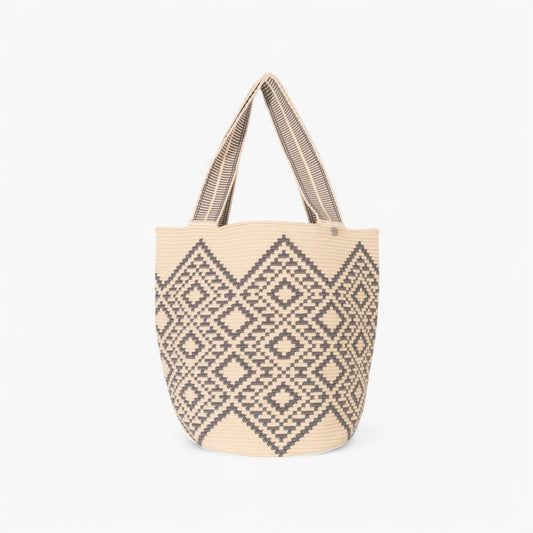 Geometric round tote L | Steel