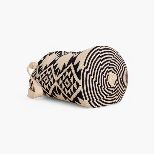 Geometric round tote bag L | Navy