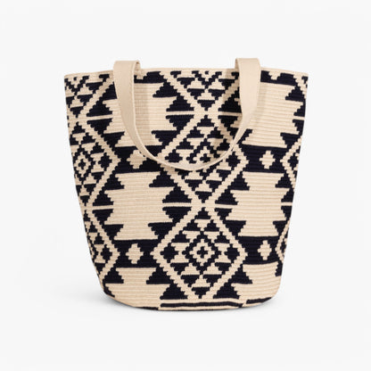 Geometric round tote bag L | Navy