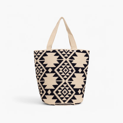 Geometric round tote bag L | Navy