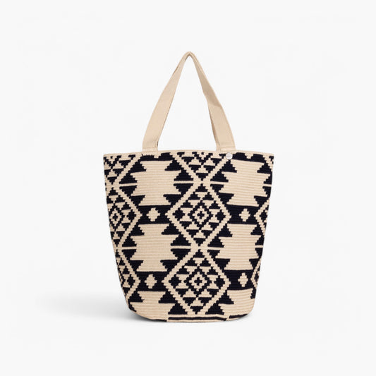Geometric round tote bag L | Navy
