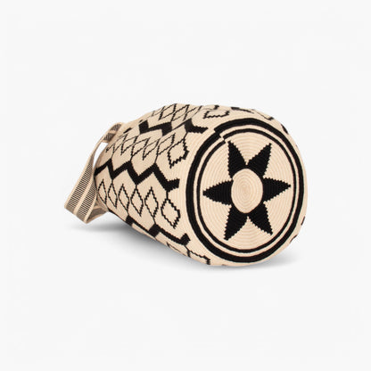 Geometric round tote L | Black