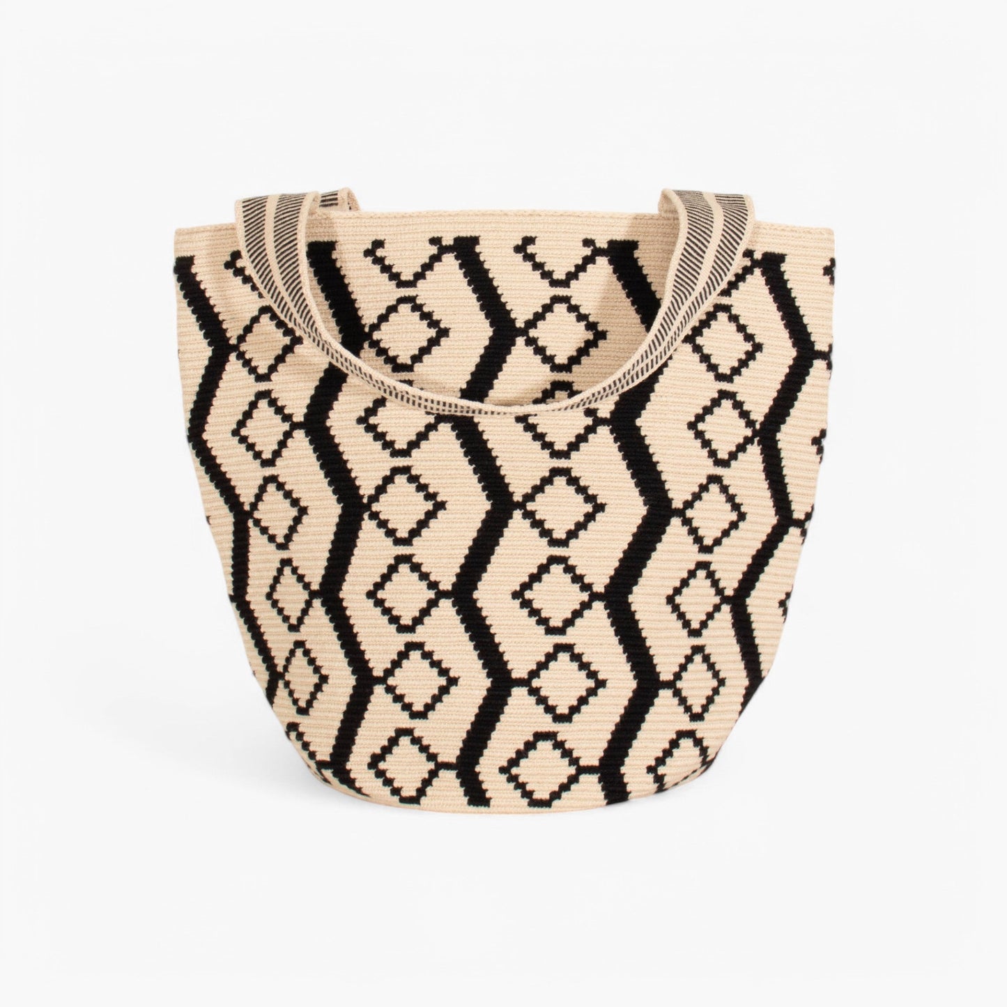 Geometric round tote L | Black
