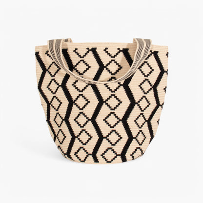 Geometric round tote L | Black