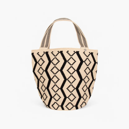 Geometric round tote L | Black
