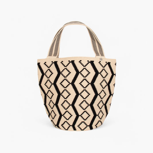 Geometric round tote L | Black