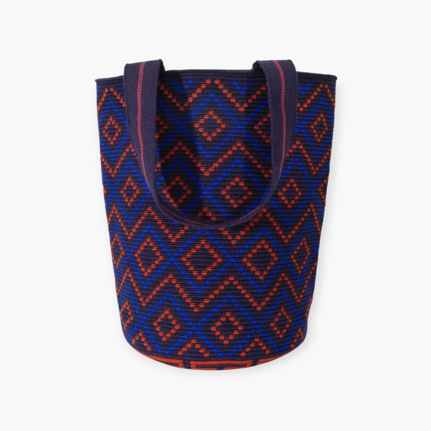 Geometric round tote L | Navy