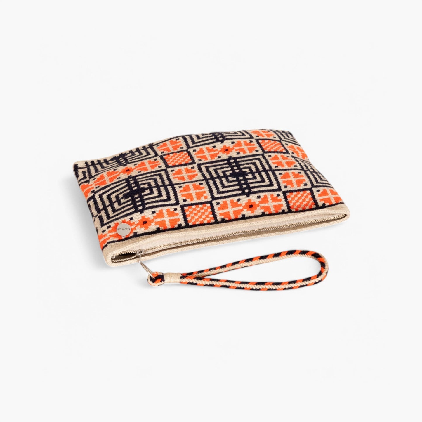 Geometric square clutch | Tangerine