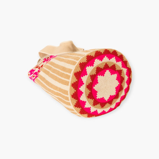 Abstract round tote L | Raspberry