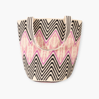 Zigzag round tote L | Peony