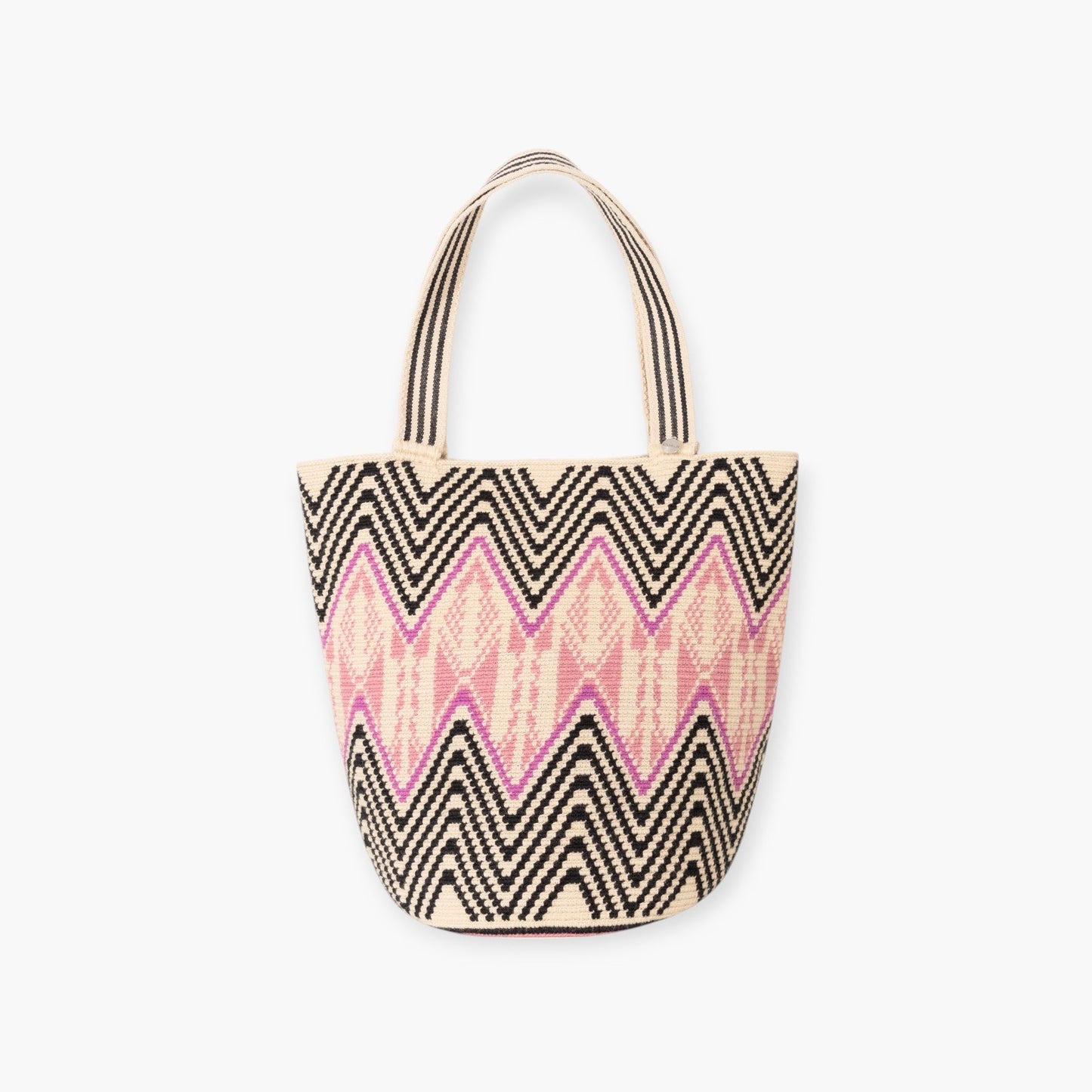 Zigzag round tote L | Peony