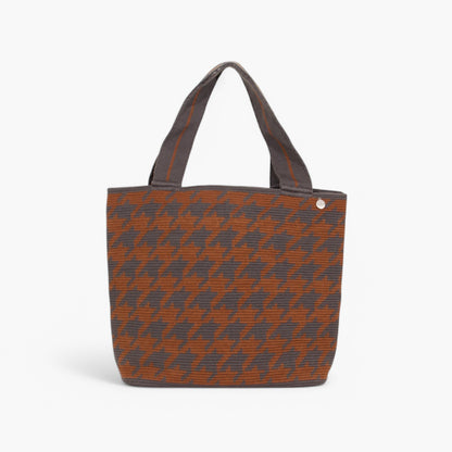 Houndstooth oval tote | Steel
