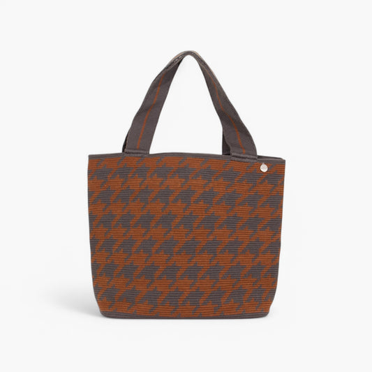 Houndstooth oval tote | Steel