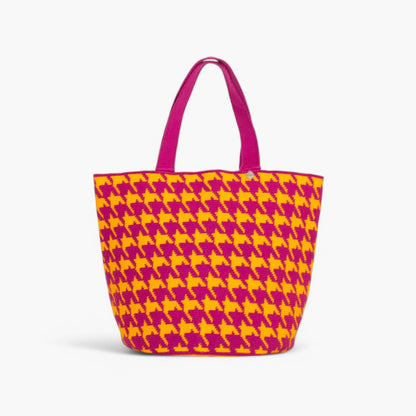 Houndstooth round tote bag | Aubergine