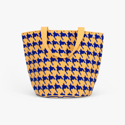 Houndstooth round tote bag | Midnight