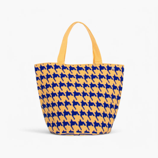 Houndstooth round tote bag | Midnight