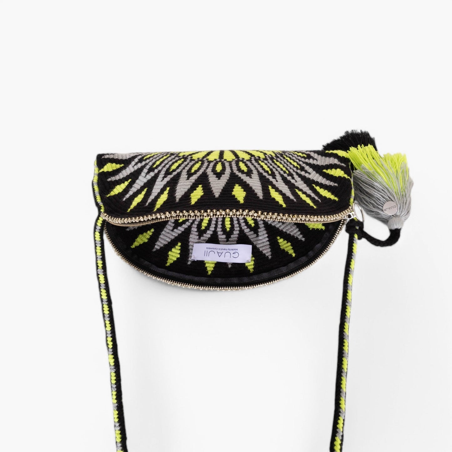 Geometric half-moon crossbody | Lime