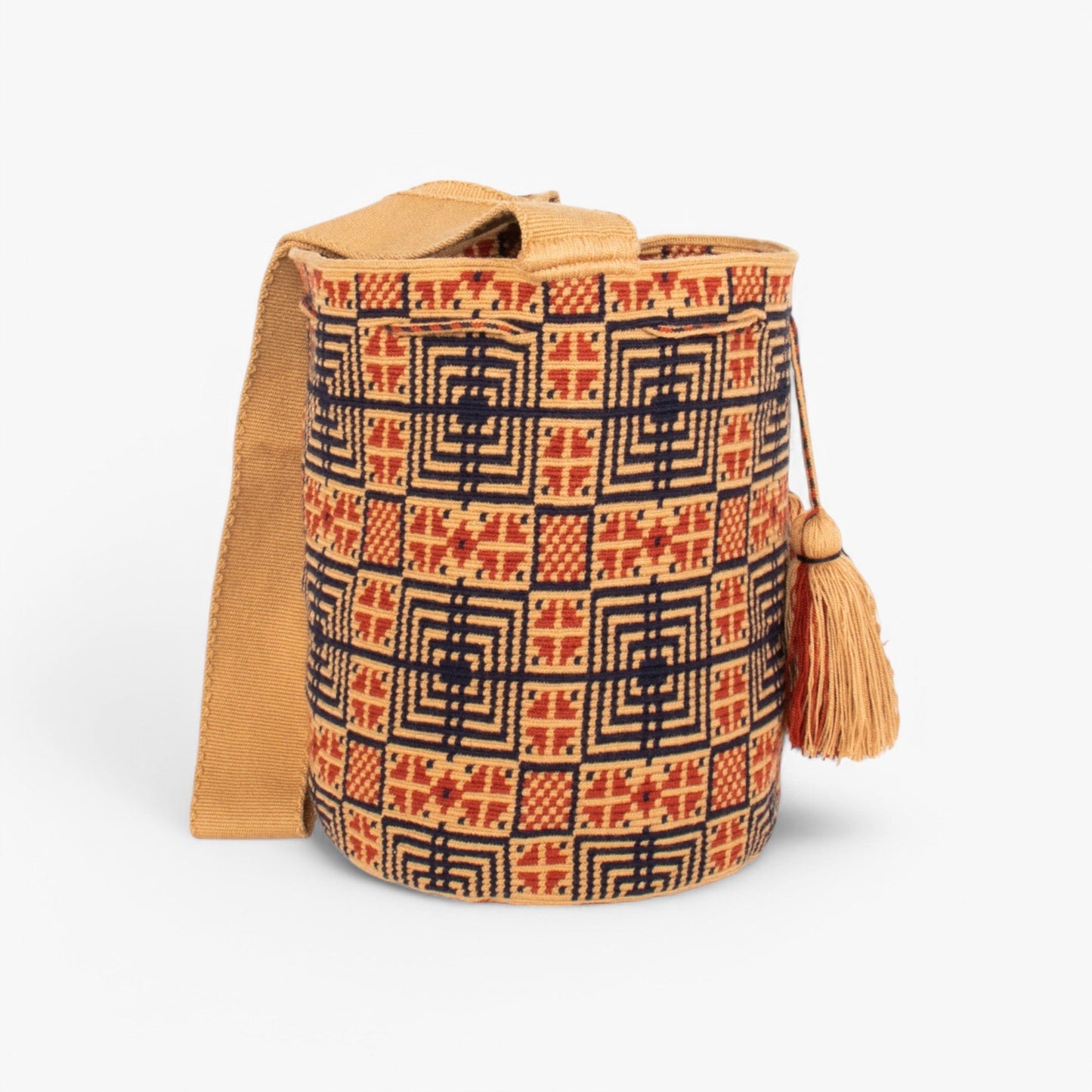 Geometric crossbody bag L | Almond