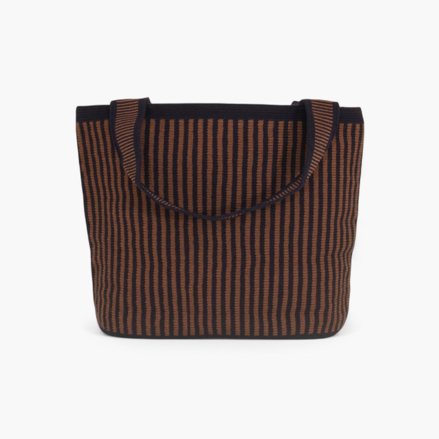 Striped oval tote | Mocha
