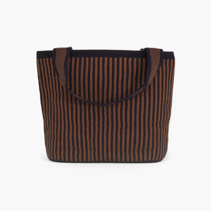 Striped oval tote | Mocha
