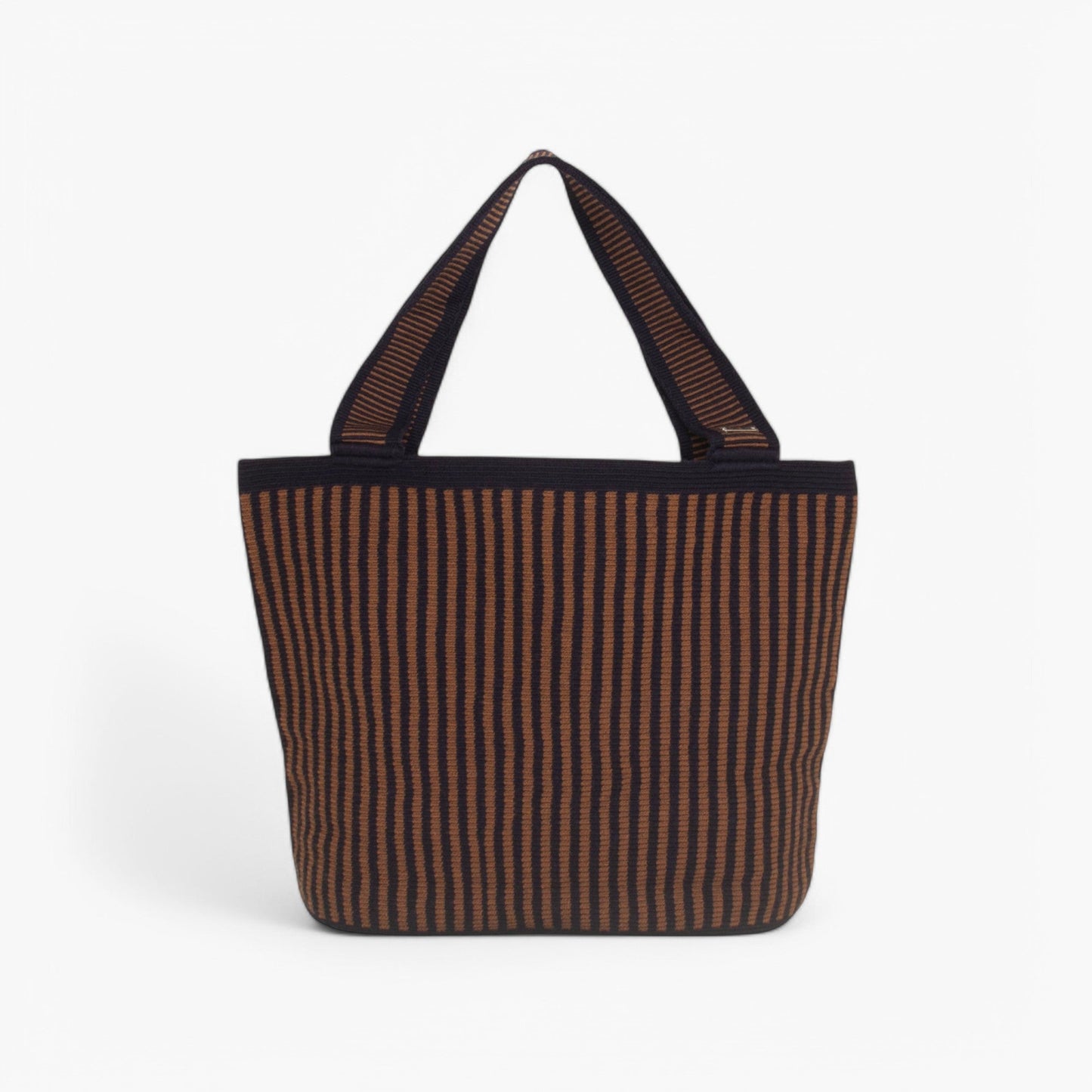 Striped oval tote | Mocha