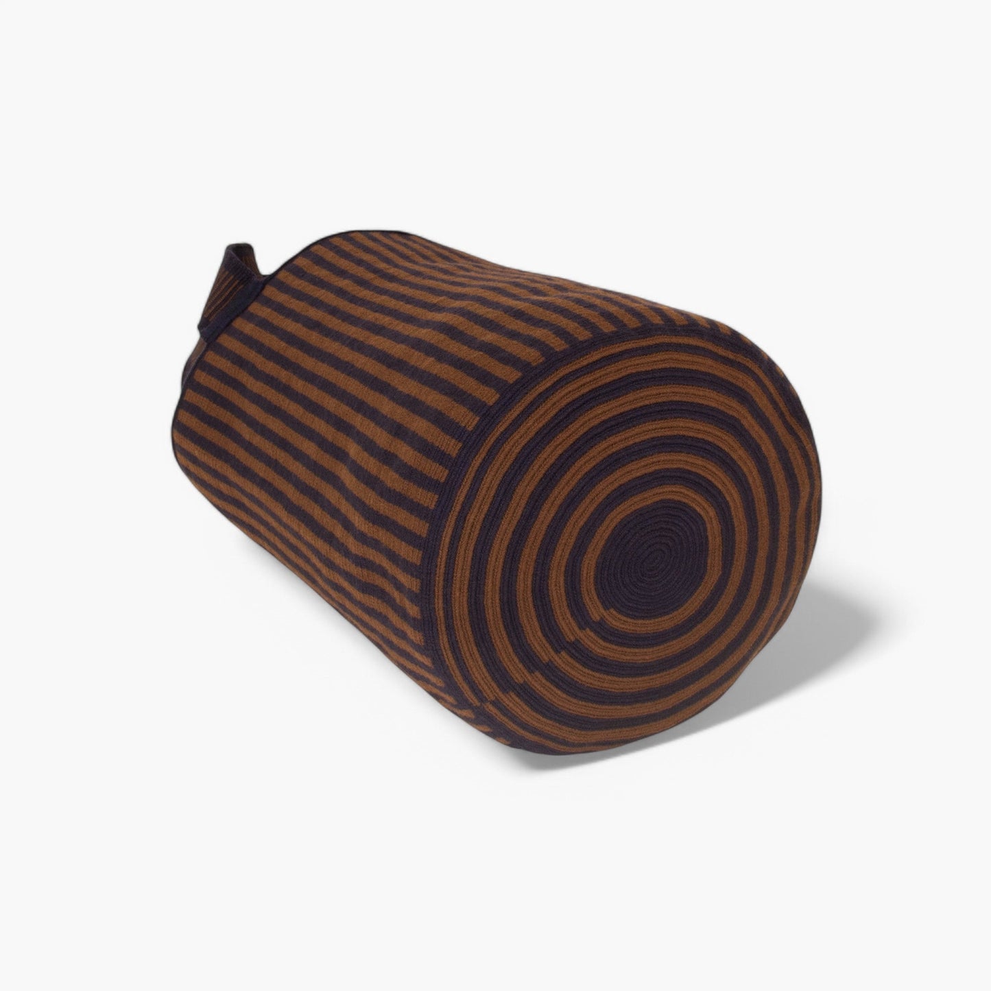 Striped round tote L | Mocha
