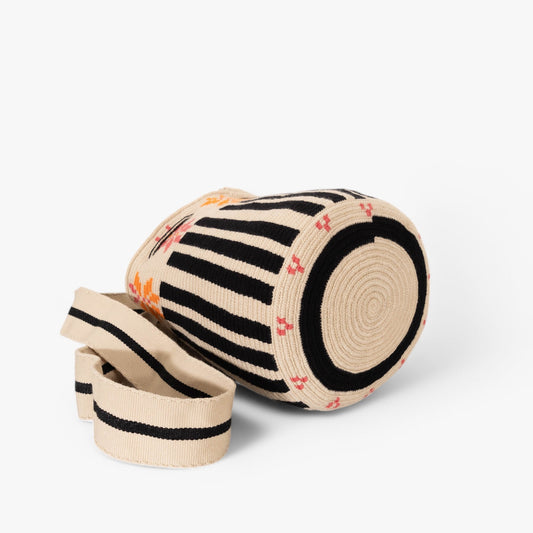 Striped crossbody bag L | Black