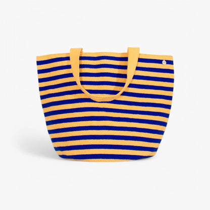 Striped round tote bag | Almond