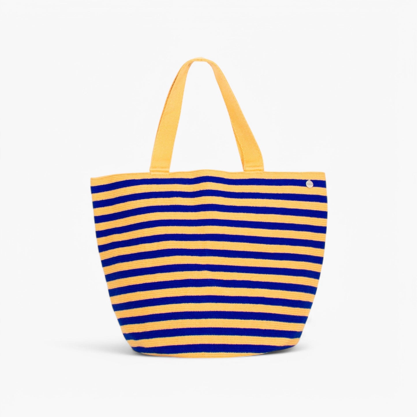 Striped round tote bag | Almond