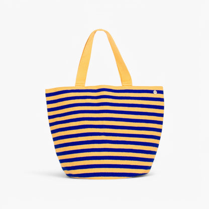 Striped round tote bag | Almond
