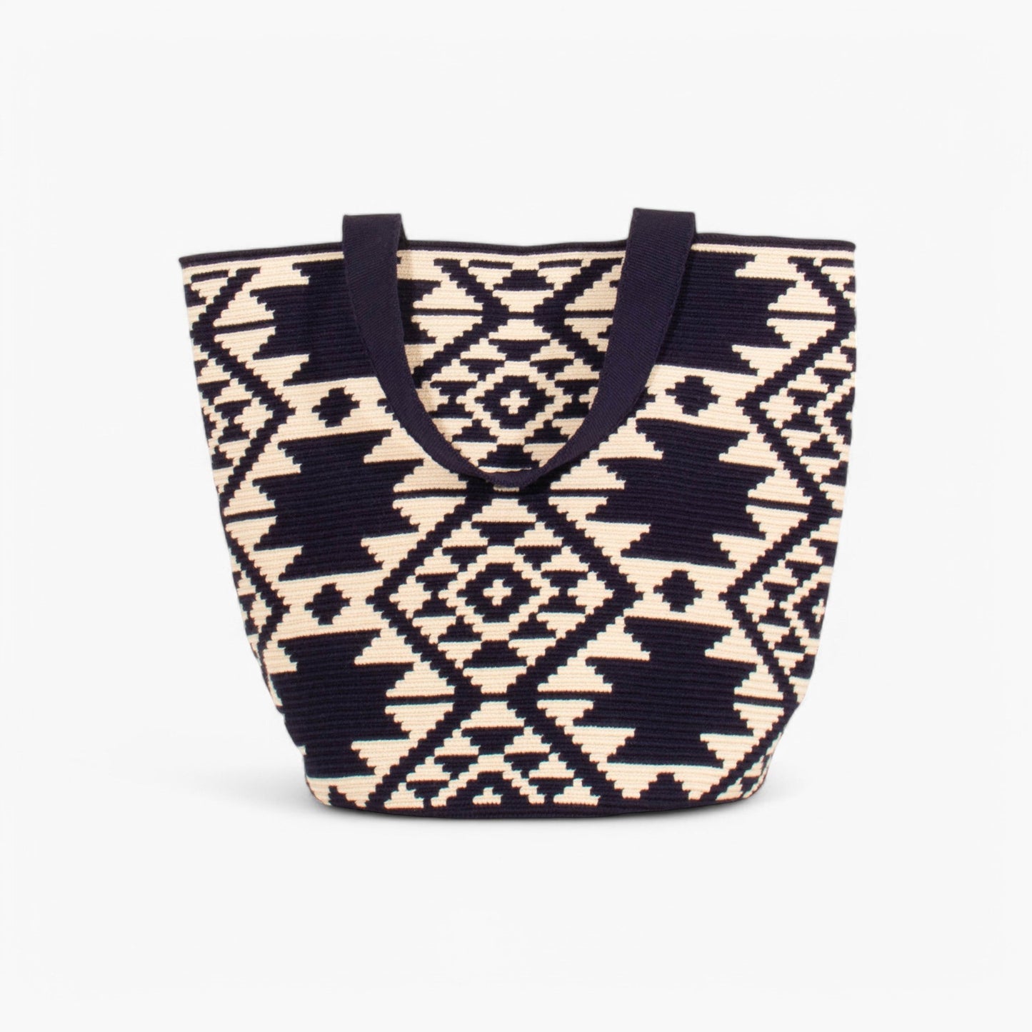 Geometric round tote bag L | Navy