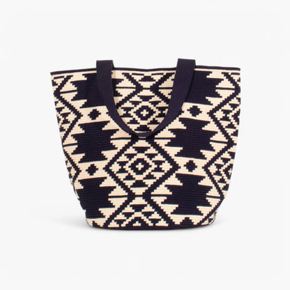 Geometric round tote bag L | Navy