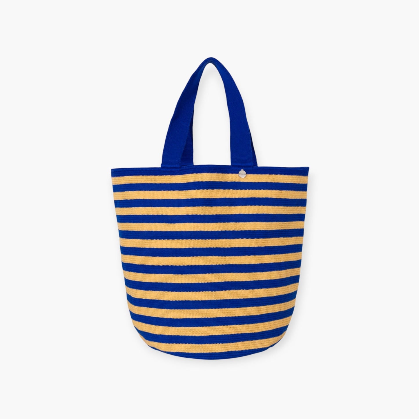 Striped round tote bag | Midnight
